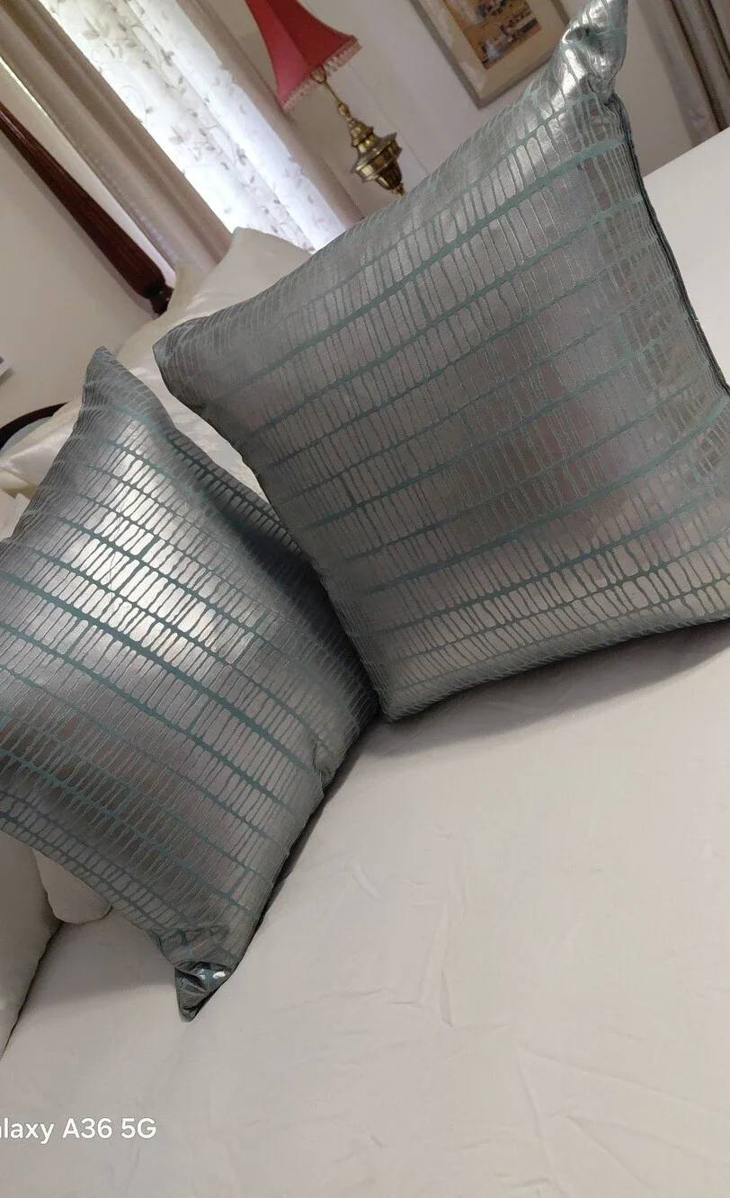 Gorgeous 2 Large Sateen Feather Stuffed Decorator, Designer 20in Square Pillows